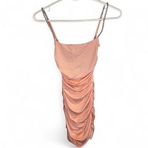 Lucy in the Sky pink mini dress with silver chain straps Size XS